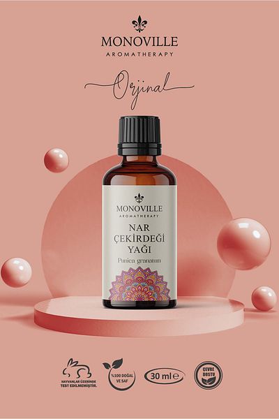 Monoville 30 ml Ulei de rodie - Presat la rece, 100% pur și natural (ULEI DE SEMINȚE DE RODIE)