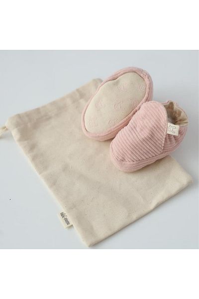 Mama Yoyo Baby&Kids Velvet Booties - Πούδρα - Αντιολισθητική σόλα