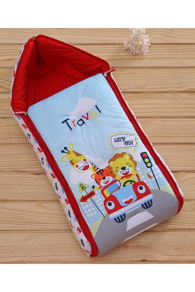 Babyhug كيس نوم بسحاب للسفر للأطفال - محمول وقابل للغسل، أحمر، من عمر 0 أشهر فما فوق، قماش ناعم
