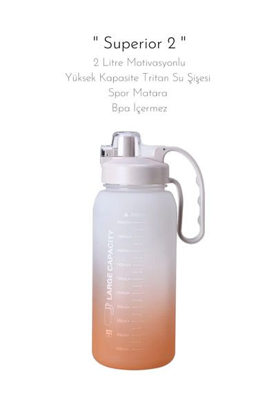 fitmart '' Superior 2'' 2 Liter Motivated High Capacity Tritan Water Bottle Sports Flask - Bpa Free