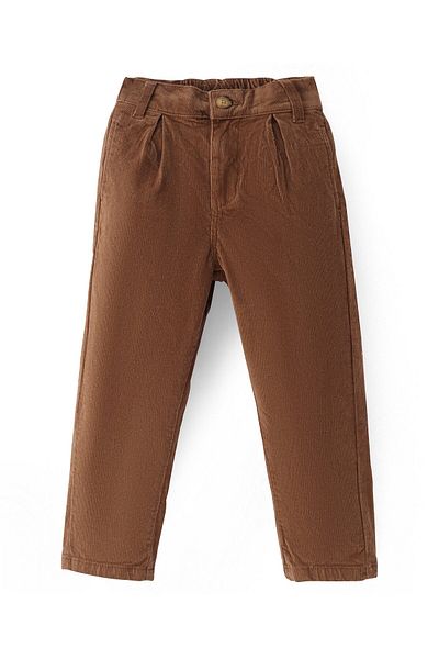 Pine kids Velvet Woven Full Length Trousers With Solid Color - Brown