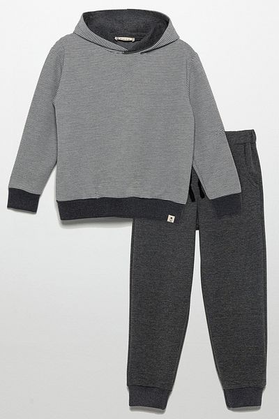 for you kids Striped Hoodie Jogger Dark Gray Bottom Top Suit