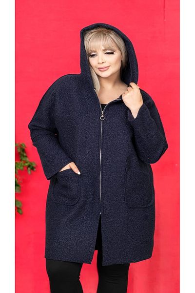 MODASTRO Plus Size Hooded Seasonal Boucle Coat