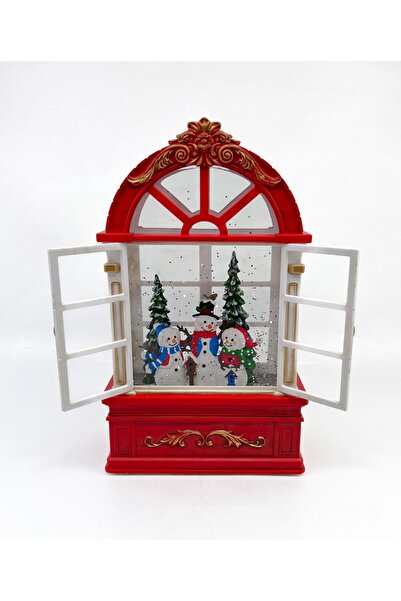 Bıyıklı Tobacco Işıklı ve Müzikli Kar Küresi - Kardan Adam Ailesi Açılır Penc...