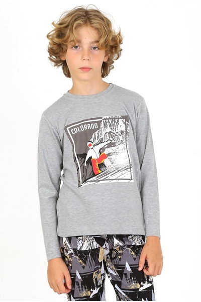 vitmo Set pijama cu mânecă lungă pentru baieti Colarado gri