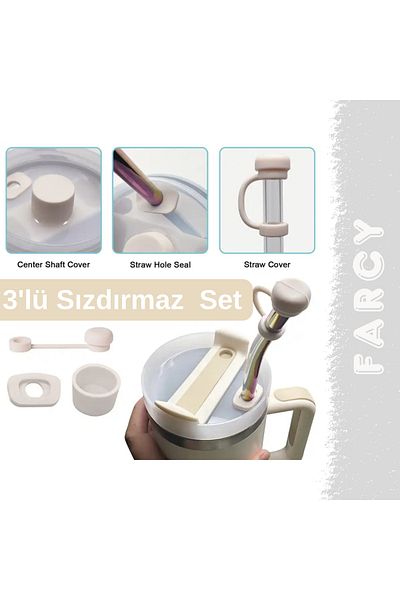 Stanley Quencher and New Generation Thermos with Straw Compatible 3 Piece Leak Proof Protective Accessory Silicone Set