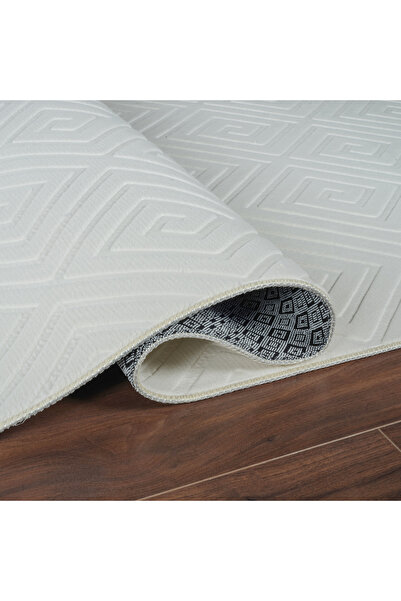 LİNOS HOME Modern Desenli Premium Serisi Krem Kaymaz Taban Halı Yıkanabilir H...