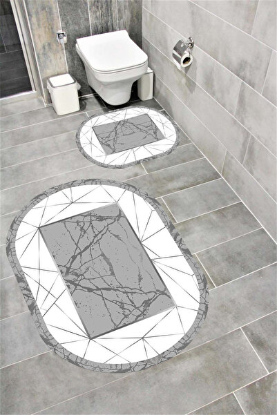 Bordo Halı مجموعة سجادة حمام مزخرفة ماصة للماء وناعمة وغير قابلة للانزلاق ومم...