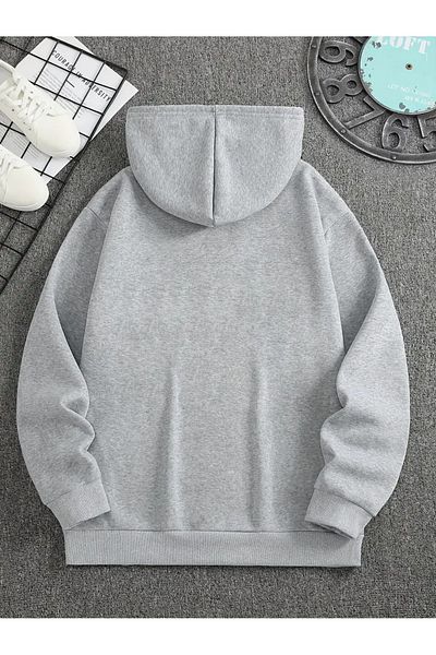 Pink Sky Gray Oversize Hooded Sweatshirt - Printed Hoodie