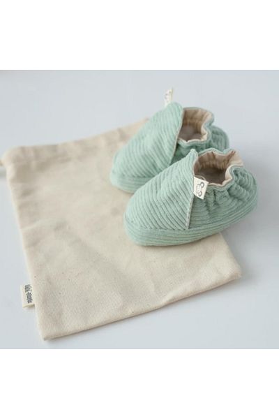 Mama Yoyo Baby&Kids Velvet Booties - Mint - Αντιολισθητική σόλα