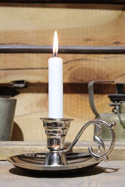 TURNA BAKIR Elit Mumluk & El Şamdanı Gümüş Kulp Kendinden Iğneli Turna2625-2