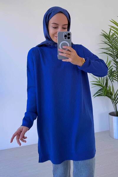 Ka Hijab Анже Тесеттюр Трико Туніка - Saks Mavi
