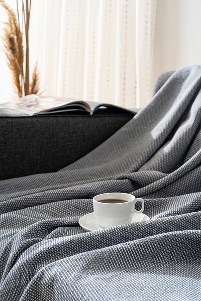 Bursalı Home Collection Husa de canapea de lux din bumbac Satinshield Culoare Indigo Model Fagure 175x225 |   Husă multifuncțională