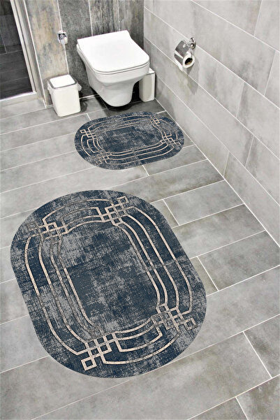 Bordo Halı مجموعة سجادة حمام مزخرفة ماصة للماء وناعمة وغير قابلة للانزلاق ومم...