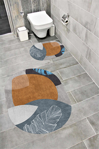 Bordo Halı Set de covorașe de baie decorative lavabile, cu bază moale, anti-a...