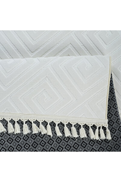 LİNOS HOME Modern Desenli Premium Serisi Krem Saçaklı Kaymaz Taban Halı Yıkan...