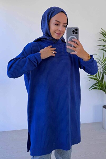 Ka Hijab Анже Тесеттюр Трико Туніка - Saks Mavi