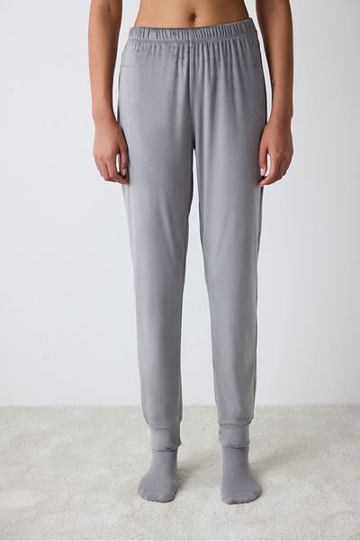 Penti Pantaloni gri Fuzzy Solid Gri închis Pantaloni de pijama