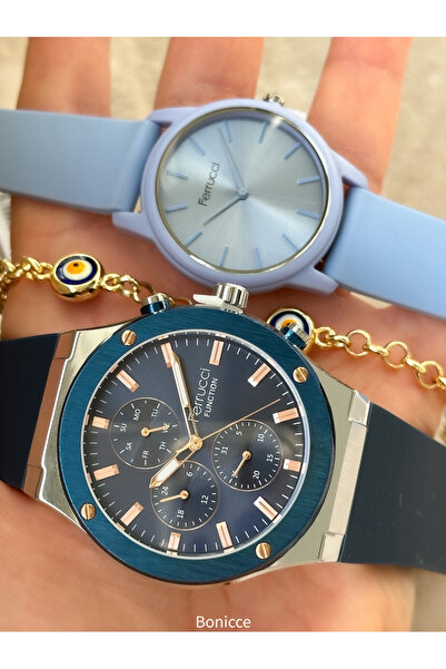 Ferrucci Marka Siyah Renk Fonksiyonları Aktif Sevgili Çift Kol Saatleri + Bil...