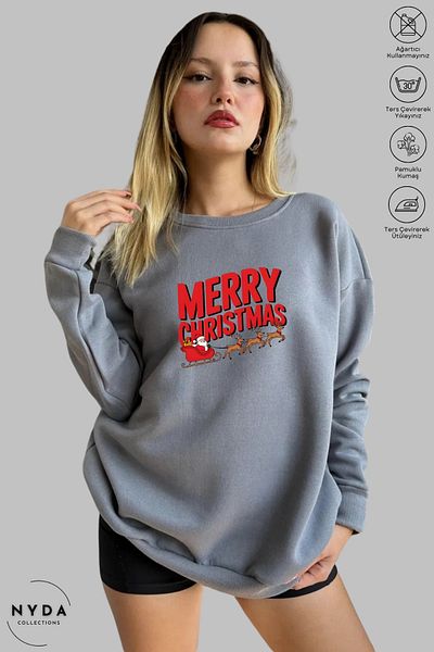 Nyda Collections Unisex Καλά Χριστούγεννα - Φούτερ Crew Neck Oversize