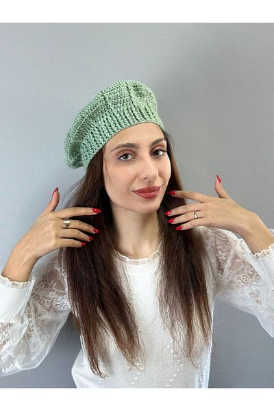 Gönülden Tasarım Hand Knitted Shiny Women's Graphics Beret