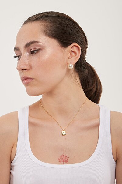 All About Jewelry Paslanmaz Çelik Üzeri 18k Altın Kaplama Zirkon Taşlı Kolye