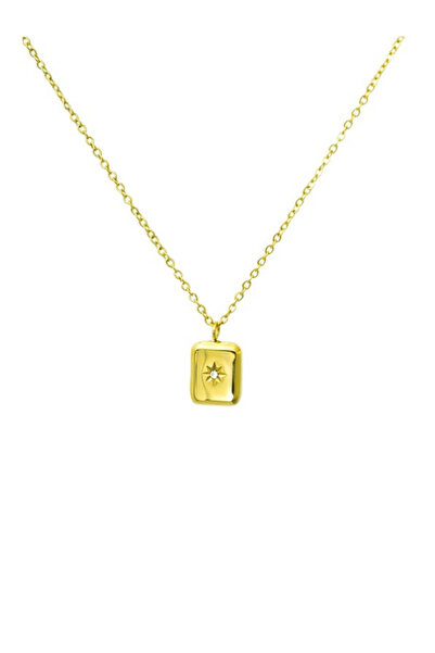 All About Jewelry Paslanmaz Çelik Üzeri 18k Altın Kaplama Zirkon Taşlı Kolye