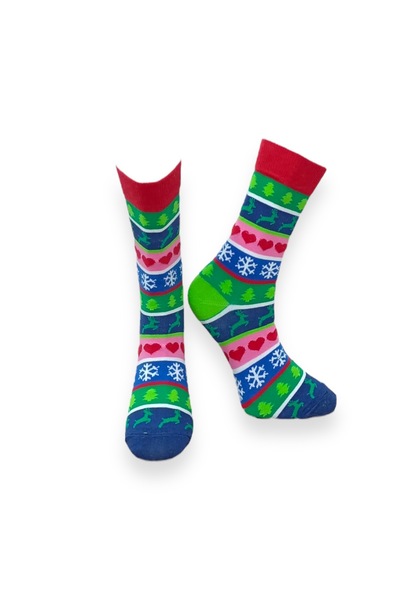 Mevo Single Multicolored Unisex Flexible Moisturizing Cotton Christmas Patter...