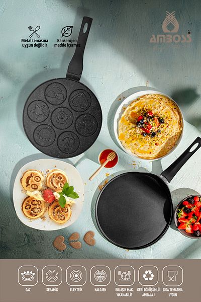 Amboss 2 Pieces Twn Crepe Pan & Pankek Pan 26 cm