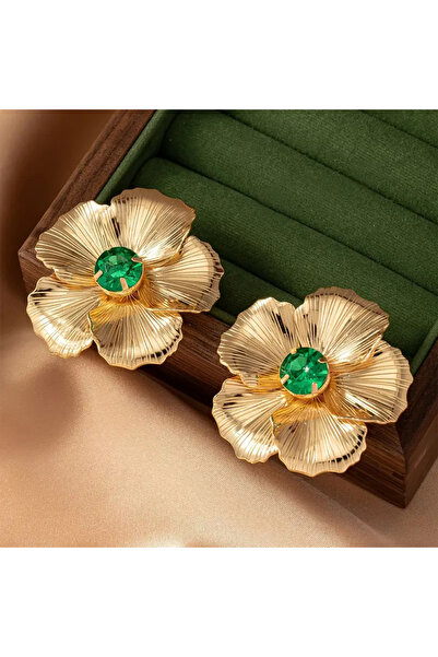 begüm jewelery ÇİÇEK MODEL ZİRKON TAŞLI TASARIM KÜPE