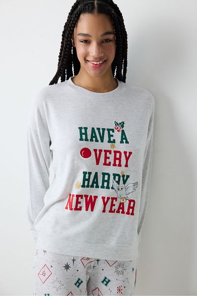 Penti Set de pijamale cu pantaloni gri deschis de Anul Nou Harry Potter