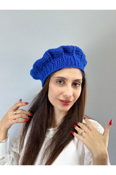 Gönülden Tasarım Hand Knitted Shiny Women's Graphics Beret