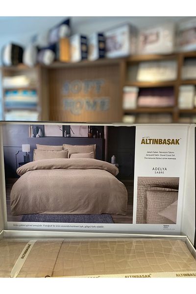Altınbaşak Double Jacquard Satin Adelya Saber Striped Duvet Cover Set