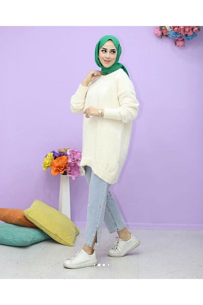 Aknur Moda Απλό πουλόβερ Angora Tunic