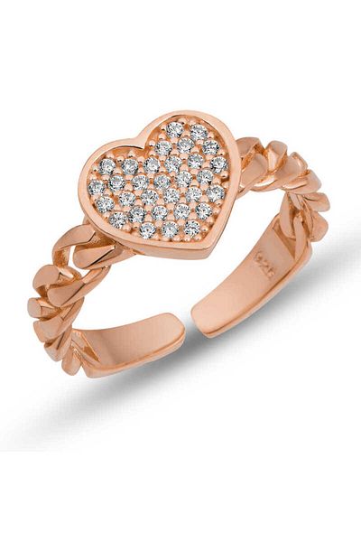 Skygo Rose Patterned Adjustable Silver Women's Ring