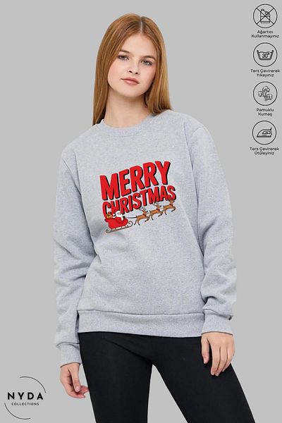 Nyda Collections Unisex Καλά Χριστούγεννα - Φούτερ Crew Neck Oversize