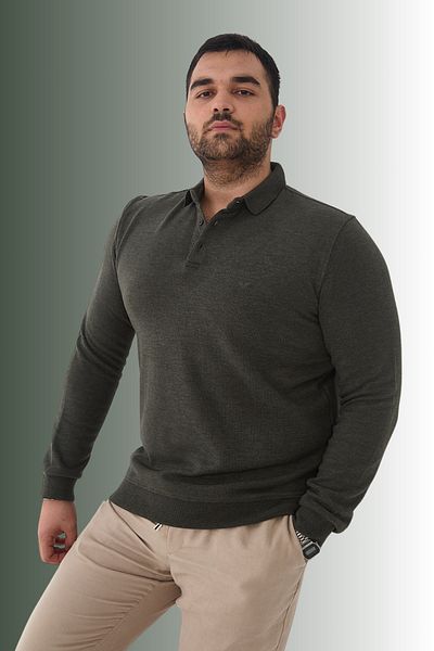 Maccali Men's Winter Oversized Basic Plain Khaki Polo Neck T-Shirt