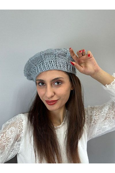 Gönülden Tasarım Hand Knitted Shiny Women's Graphics Beret