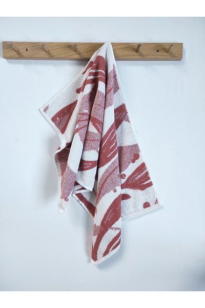 Sevim Prosop de mână cu model de culoare cărămidă - Absorbție mare de apă și moale - 45X90cm- 100% bumbac - Vopsit în fire