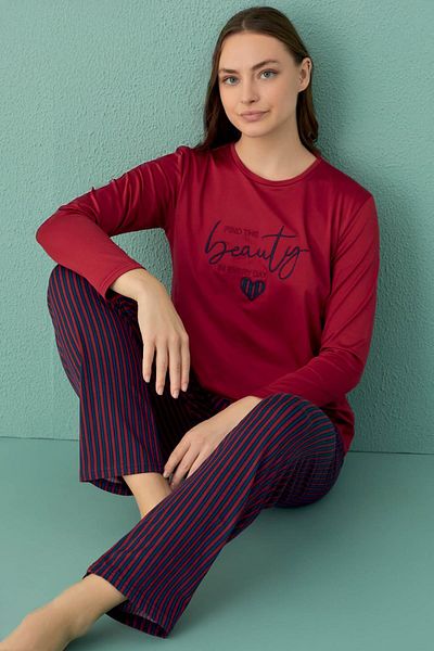 cotonhause Costum de pijama pentru femei cu mânecă lungă, roșu nisip, C1T9N1O02-12