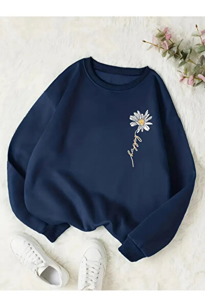 FRESSO Πολύχρωμο φούτερ Unisex με λουλουδάτο εμπριμέ λαιμόκοψη