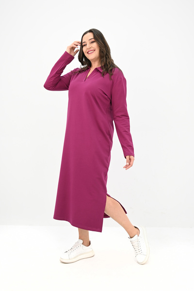 Koza Butik Γυναικείο Μακρυμάνικο Φόρεμα με Λεπτομέρεια Πέτο 5283-25