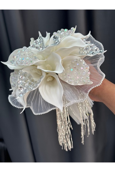 GELİNÇİÇEKCOM KRİSTAL TAŞLI LÜKS GALA BUKETŞ