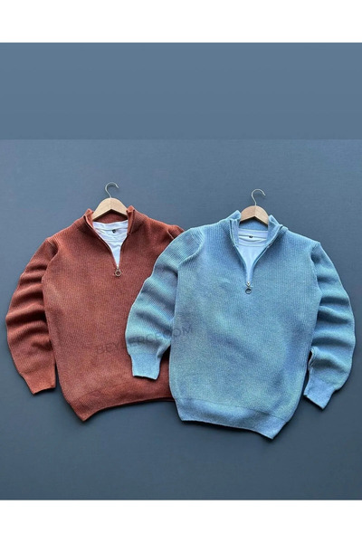 ASLAN BOUTİQUE YARIM FERMUARLI TRİKO SELANİK KAZAK