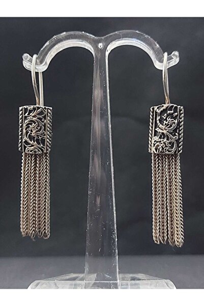 sarıyer silver Mardin El işçiliği Midyat Hasır Gümüş Sallantılı 925 Ayar Küpe