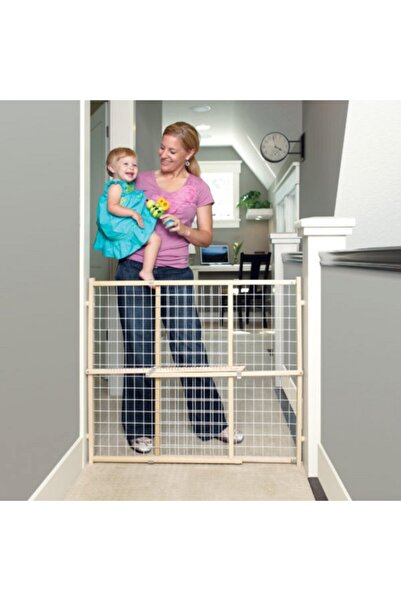 North States Extra-Wide Wood Wire Mesh Gate for Children 32inch