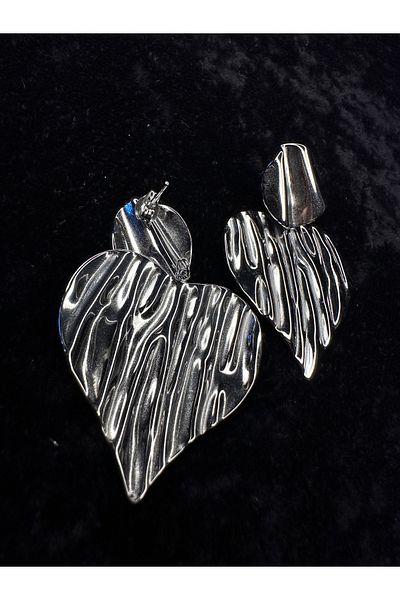 Amber Silver Heart Cut Steel Earring