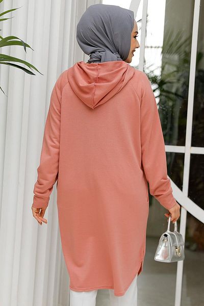 Neva Style Hanorac Hijab cu fermoar Dusty Rose - 30157GK