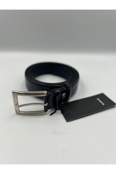 Sarar Patent Leather Men's Belt - Navy Blue, Genuine Leather