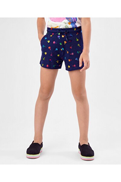 Primo Gino 98% Cotton 2% Elastane Palm Tree Foil Print Shorts  - Navy